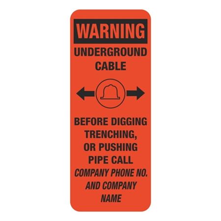Warning Underground Cable - 4" x 10" Sign